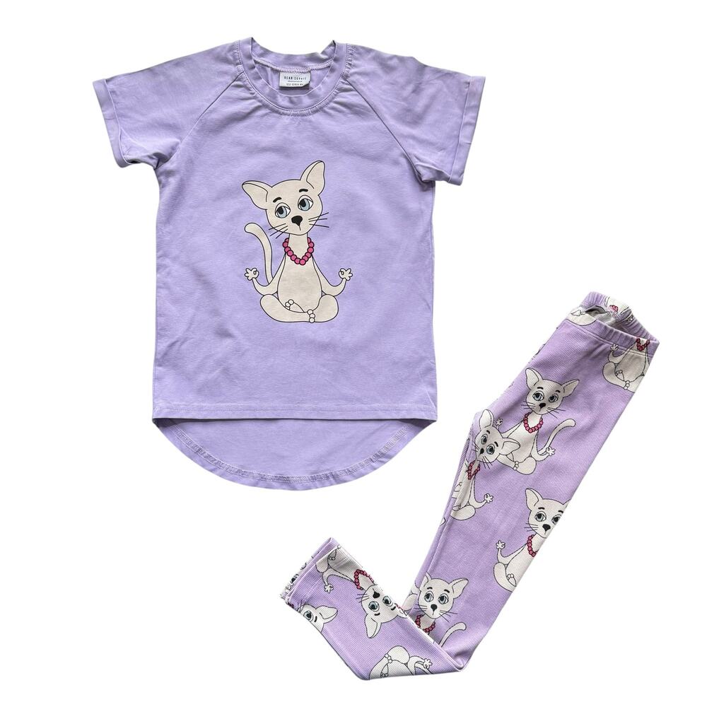 Dear Sophie Yogicat Tee + Leggings Outfit Size 6-8y